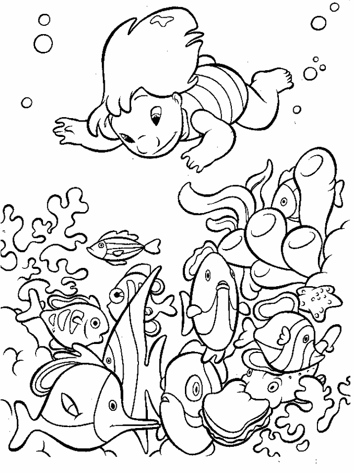 coloriage Lilo et stitch nage sous l eau